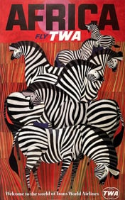 David Klein Fly TWA Africa Zebras Poster - Welcome