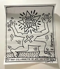 Keith Haring, signed pop Shop poster