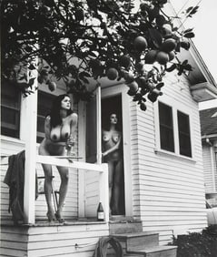 Helmut Newton - Two Playmates on Back Porch with Lemon Tree, 1986