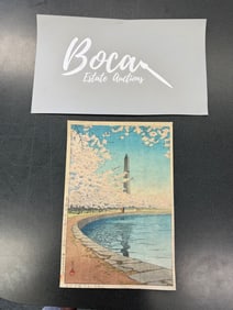 Kawase Hasui (1883-1957) | The Washington Monument on the Potomac River (Washinton kinento,