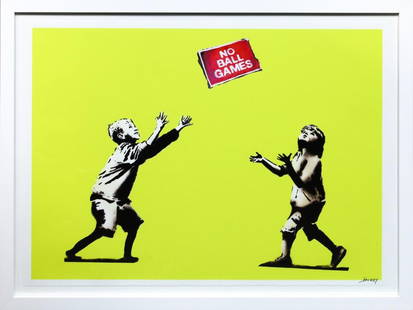 Banksy "No Ball Games" offset lithograph on wove paper pencil signed and numbered: Banksy "No Ball Games" offset lithograph on wove paper pencil signed and numbered, measures approx 27.50 X 20.00 inches, signed and numbered lower right