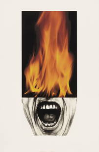 Robert Longo 'Arena Brains' Print in Color: Robert Longo 'Arena Brains' Print in Color measuring at 44.25x29 inches