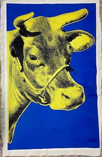 ANDY WARHOL Cow Wallpaper Poster: ANDY WARHOL Cow Wallpaper Poster, Measures 44.5 X 28.25 inches, Linen backed, Unknown printing date