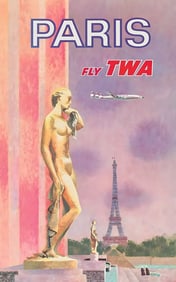 Fly TWA PAris Travel Poster, David Klein