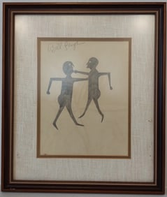 Bill Traylor Signed Outsider Folk Art Painting on Paper - African American Art