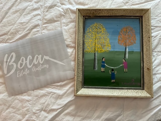 Theora Hamblett Jumping Rope Oil on Board: Theora Hamblett Jumping Rope Oil on Board, Sight 9.00 X 11.00 inches, framed 13.50 X 11.50 inches, attributed to Hamblett