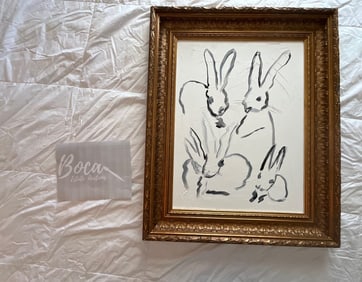 Hunt Slonem Bunnies Oil on Canvas