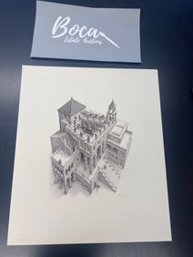 M.C. Escher "Assending" Etching, watermark, signed and numbered