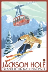Jackson Hole -Wyoming Skier and Tram
