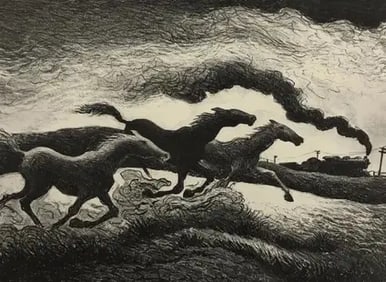 Thomas Hart Benton - Running Horses