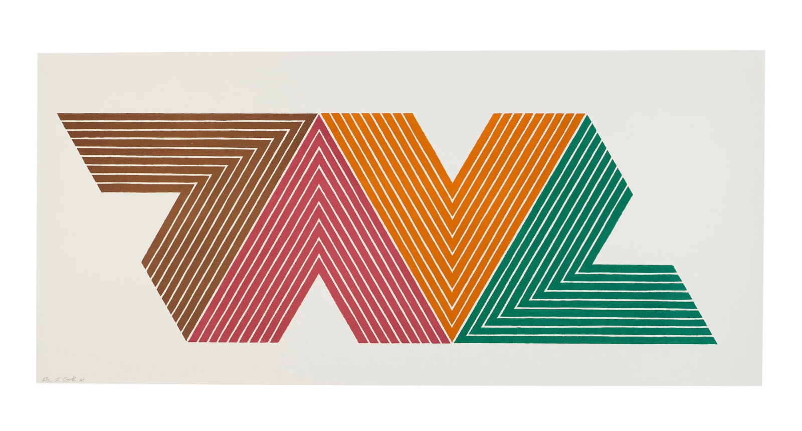 FRANK STELLA (B. 1936) Empress of India II, from V Series: FRANK STELLA (B. 1936) Empress of India II, from V Series, Prinrt on Wove paper, 1968, signed and dated in pencil, numbered 60/100 (there were also twelve artist's proofs), published by Gemini G.E.L.,