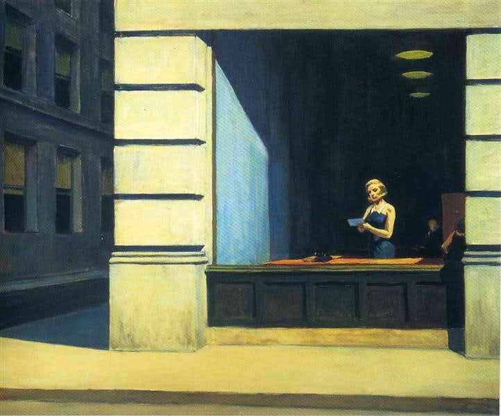 Edward Hopper "New York Office, 1962" Print: Edward Hopper "New York Office, 1962" Print, Measures 20 X 24 inches, Sold "after" Hopper, Unknown printing date
