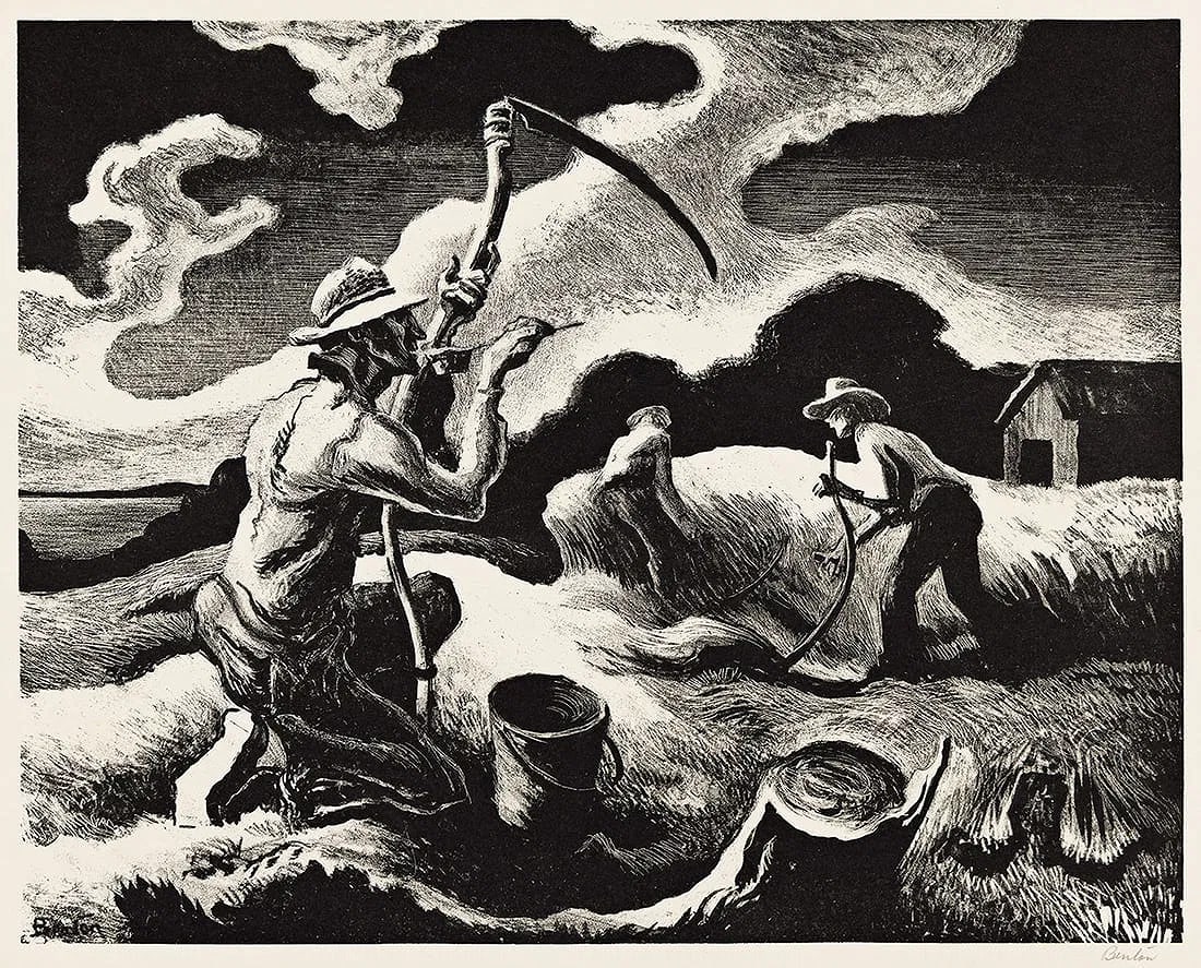 Thomas Hart Benton Island Hay Pencil signed: Thomas Hart Benton Island Hay Pencil signed, 1945. 10.00 X 12.50 inches, full margins. Edition of 250. Signed in pencil, lower right by the artist