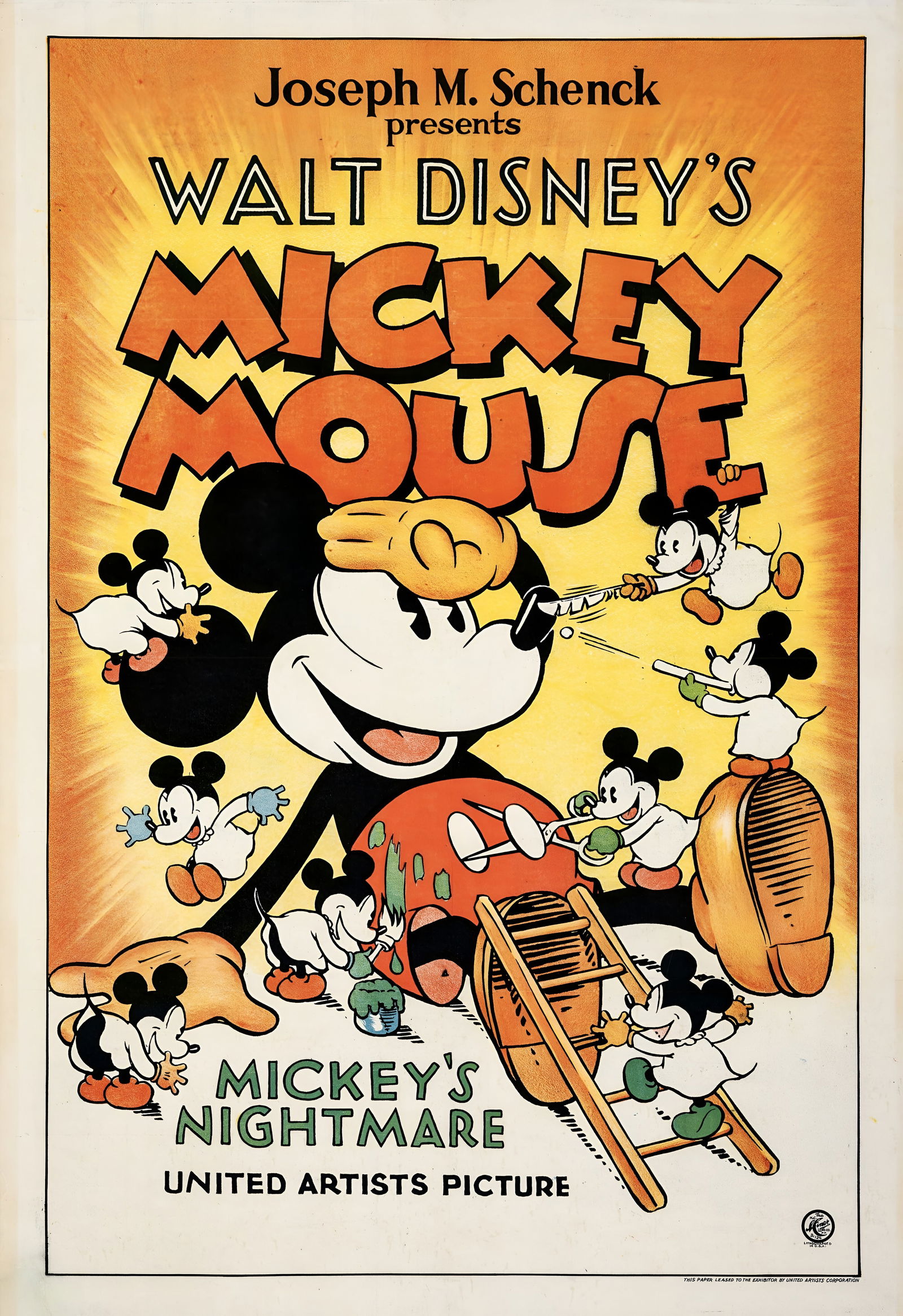 Walt Disney Productions "Mickey's Nightmare" Poster (1 of 1)