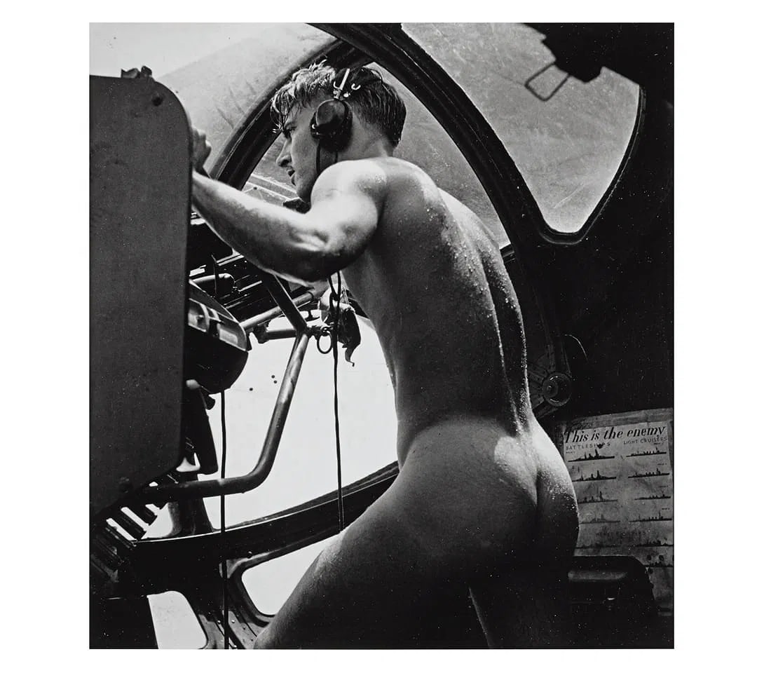 Horace Bristol "PBY Blister Gunner, 1944" Photo Print.: Horace Bristol "PBY Blister Gunner, 1944" Photo Print. Measures: 16 1/2 x 15 1/2 inches, printed later.