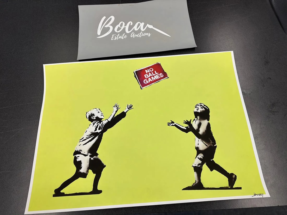 Banksy "No Ball Games" offset lithograph on wove paper pencil signed and numbered: Banksy "No Ball Games" offset lithograph on wove paper pencil signed and numbered, measures approx 27.50 X 20.00 inches, signed and numbered lower right