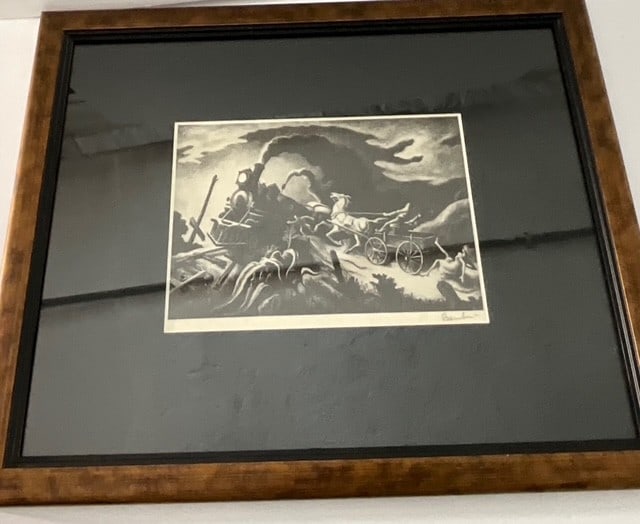 Tomas Hart Benton Wreck of the Ol' 97 Pencil signed: Tomas Hart Benton Wreck of the Ol' 97 Pencil signed, framedmeasures 22 1/2 x 18 1/2 inches, sight 11 x 8 inches, pencil signed lower right by the artist