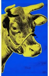Andy Warhol Blue Yellow Cow Signed (1 of 1)