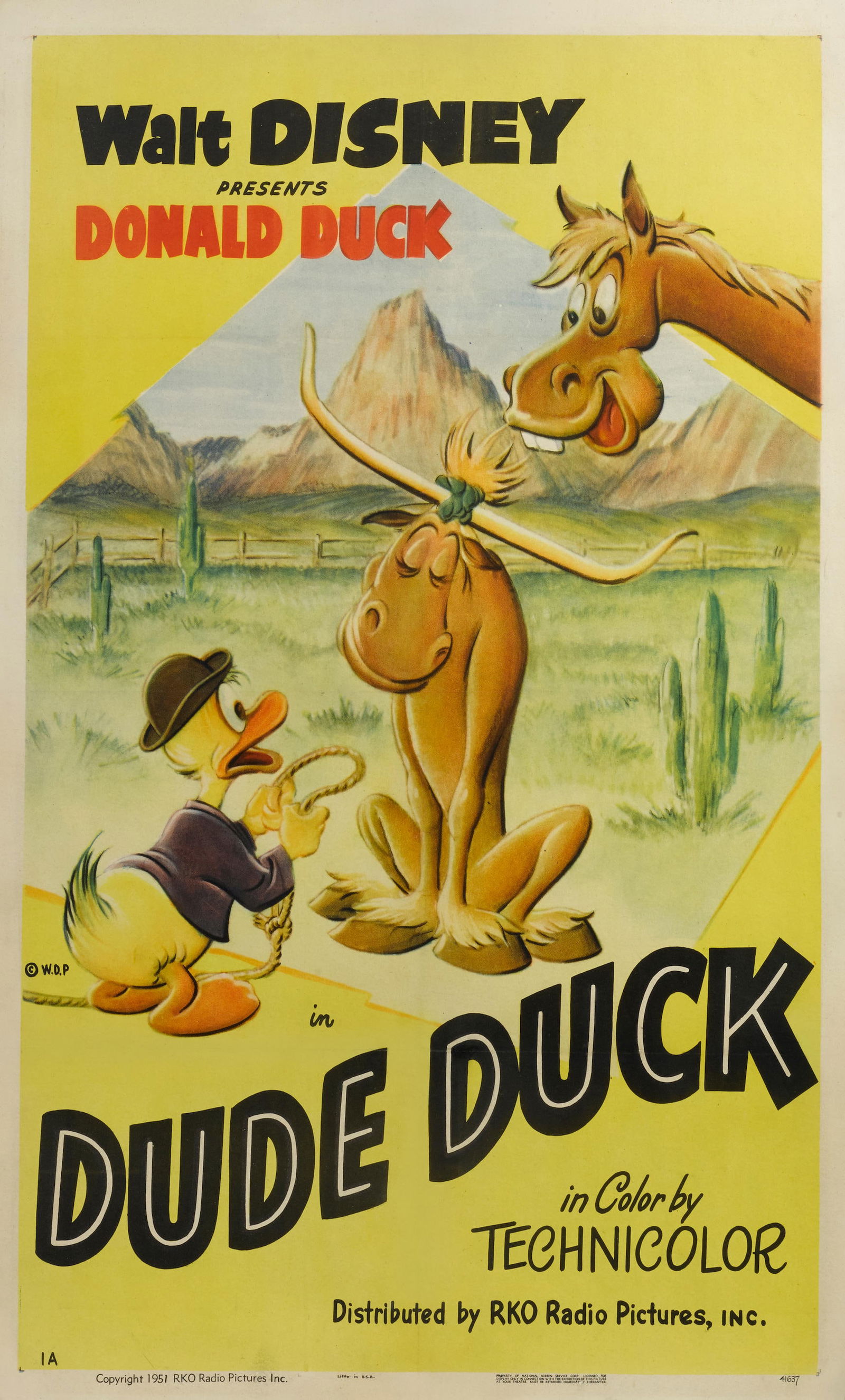 Walt Disney's "Dude Duck" RKO Poster (1 of 1)