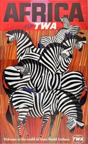 David Klein Fly TWA Africa Zebras Poster - Welcome
