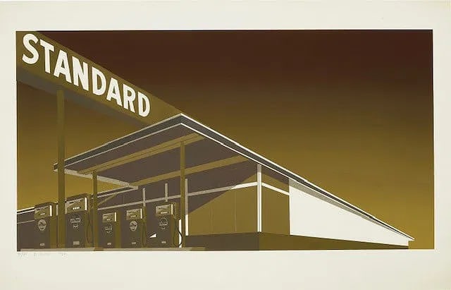 Ed Ruscha Mocha Standard: Ed Ruscha Mocha Standard pencil signed and numbered, Measures approx 45.00 x 26.00 inches