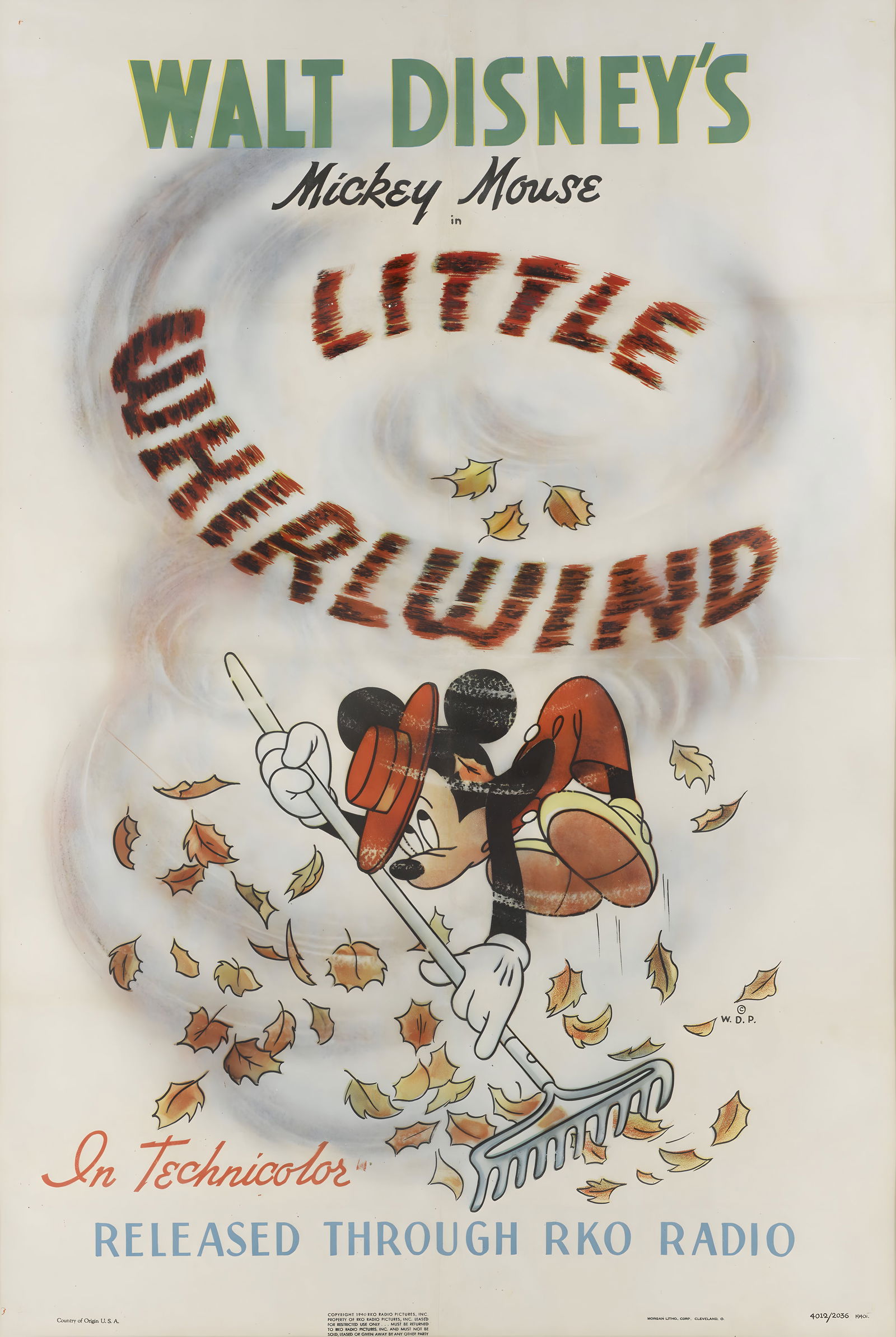 Walt Disney "Little Whirlwind Mickey Mouse" Movie Poster (1 of 1)