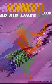 United Air Lines Hawaii Poster