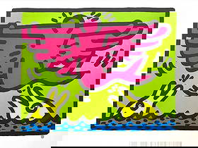 "Mermaid" Keith Haring: "Mermaid" Keith Haring print on heavy wove paper. Estate seal on bottom right corner. Measures 31x24 inches.
