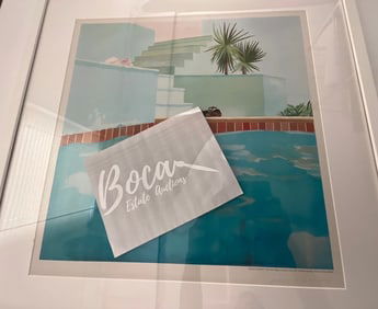 David Hockney Pencil Signed Pool and Steps offset lithograph