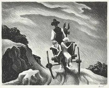 Thomas Hart Benton - The Race, pencil signed