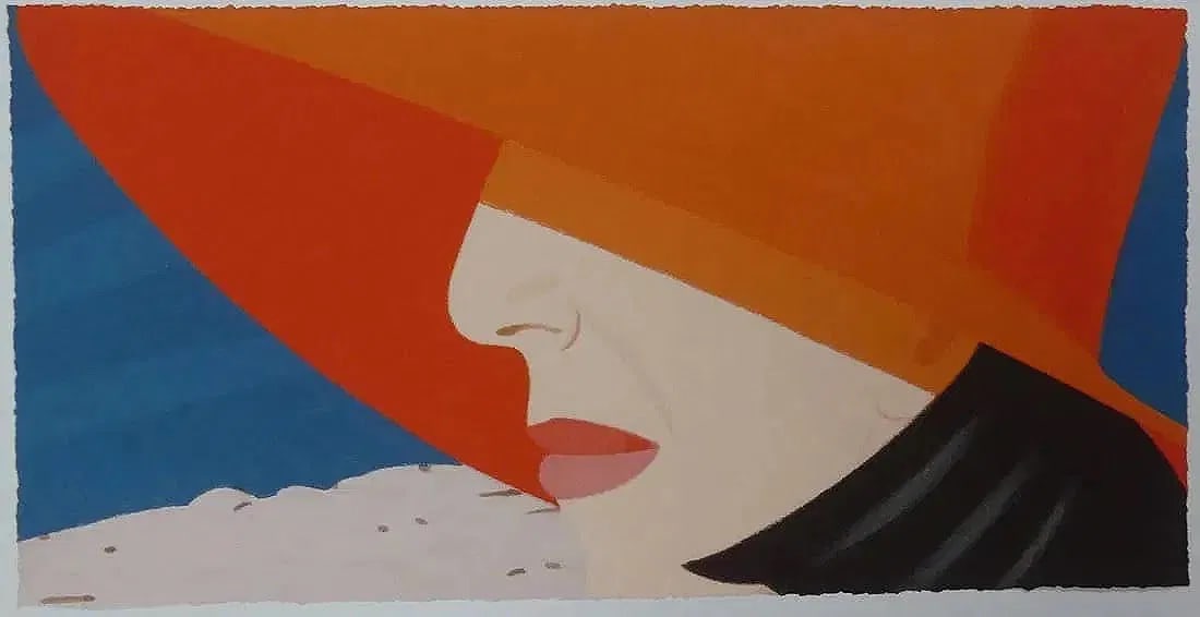 Alex Kat "Orange Hat 1990," lithograph (1 of 1)