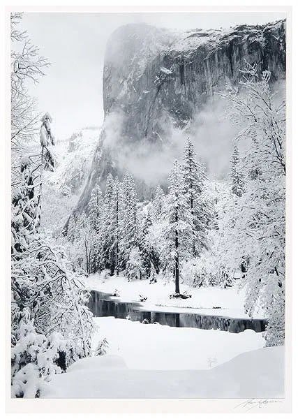 Ansel Adams El Capitan, Winter, Yosemite National Park, California: Ansel Adams El Capitan, Winter, Yosemite National Park, California, measures 9.50 X 6.25 inches professionally mounted