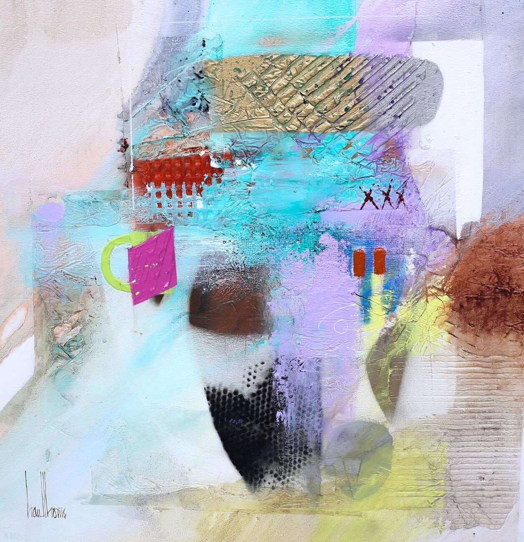 Gregory Hawthorne (American, 20th Century) Mixed Media on board of Abstract Art: Hawthorne, Gregory (American, 20th Century) Mixed Media on board of Abstract Art signed Hawthorne (bottom right). Weight 5 pounds. Measurements: Approx. 23.5 x 23.5 Condition: Excellent Condition. No