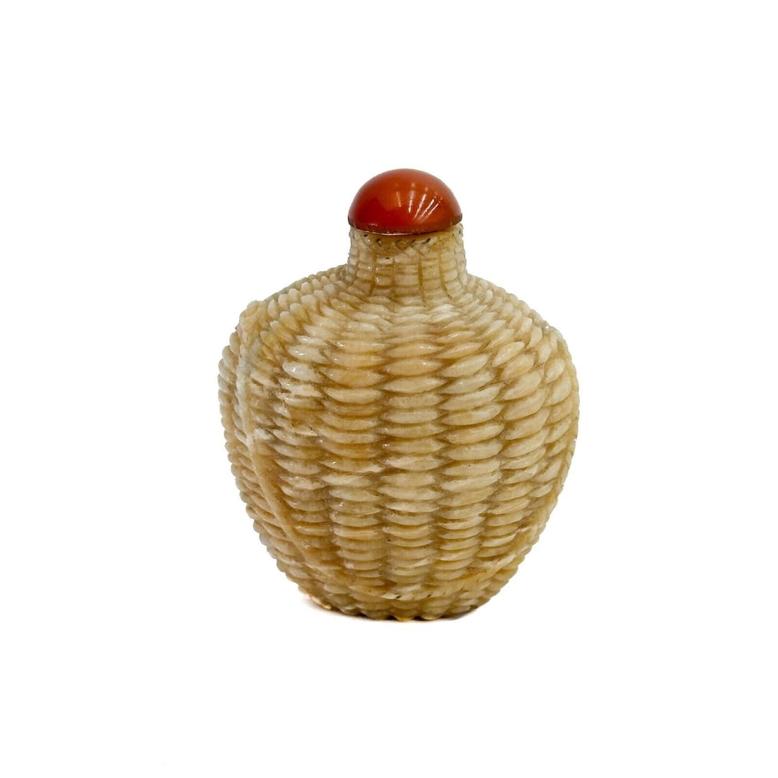 Chinese Carved White Brown Jade Basket Form Snuff Bottle circa 1850 (1 of 5)