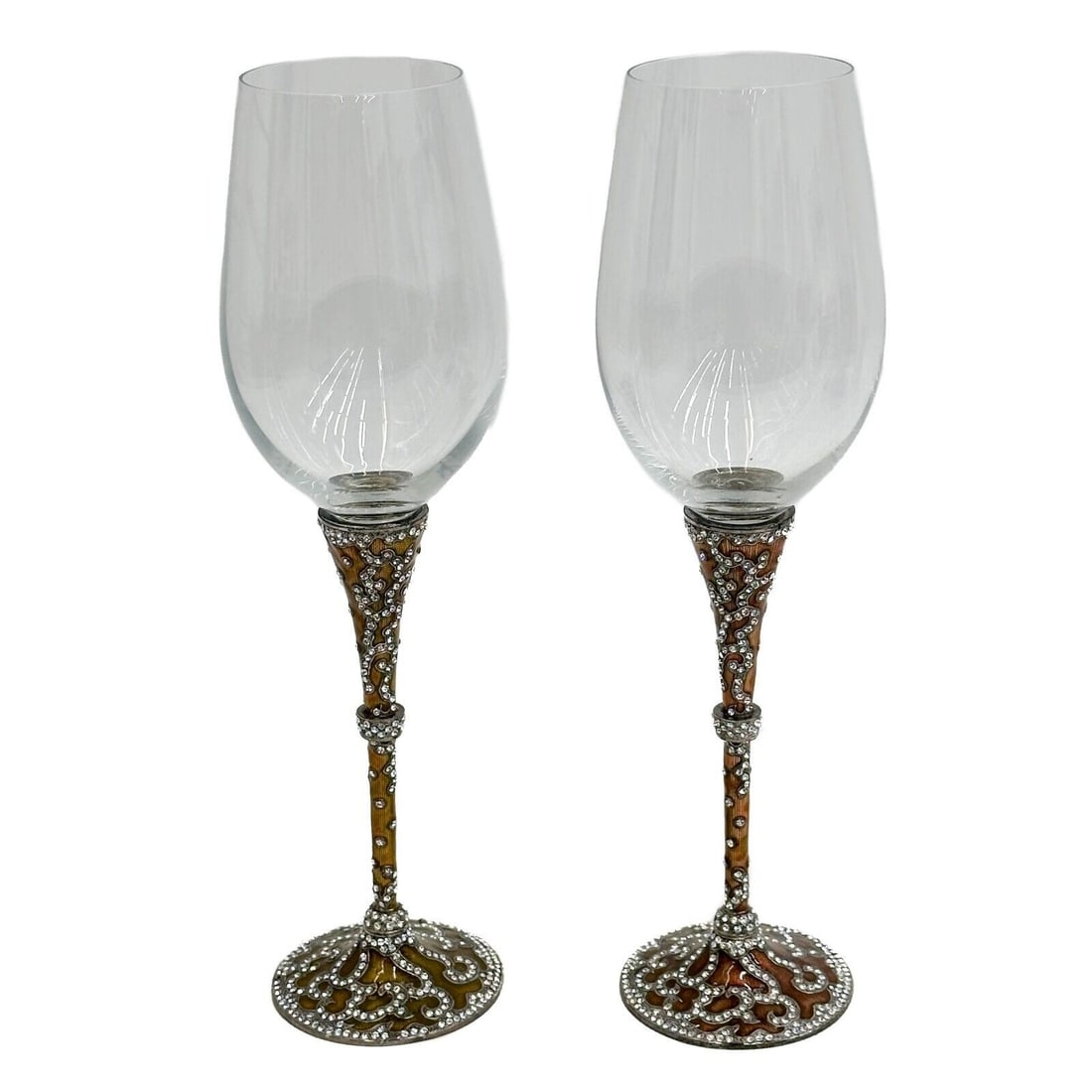 Pair Edgar Berebi Enameled & Jeweled Stemware Champagne Glasses Madrid (1 of 4)