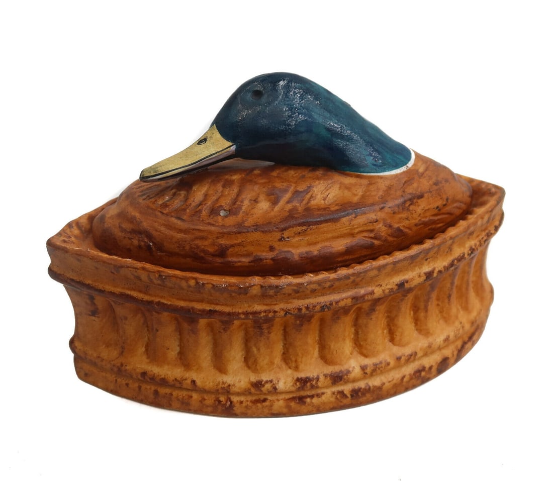 Pillivuyt France Hand Painted Mallard Duck Casserole Dish En Croute c1930 (1 of 7)