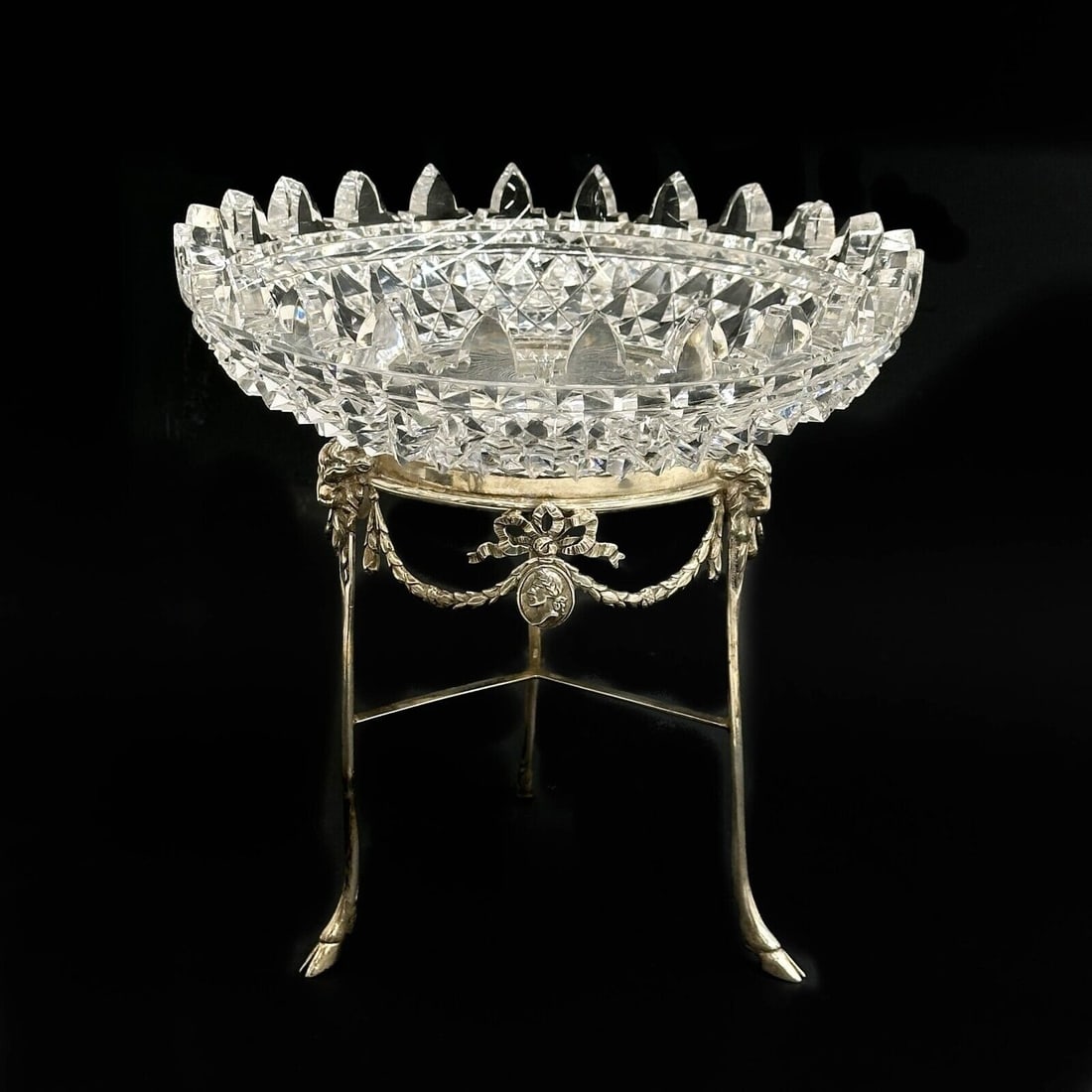 American Sterling Silver & Cut Glass Medallion Centerpiece Bowl early 20th cen (1 of 8)