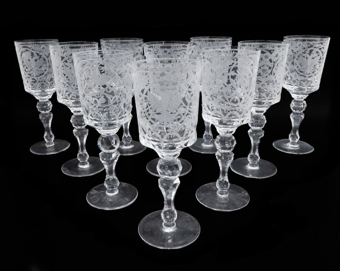 10 Russian Cut Glass Water Goblets  Peter the Great circa 1900 (1 of 9)