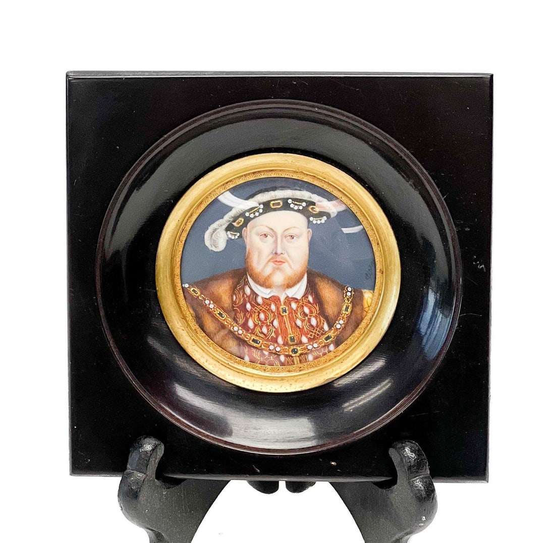 Finely Painted 19th Century Portrait Miniature of Henry VIII signed Lise (1 of 5)