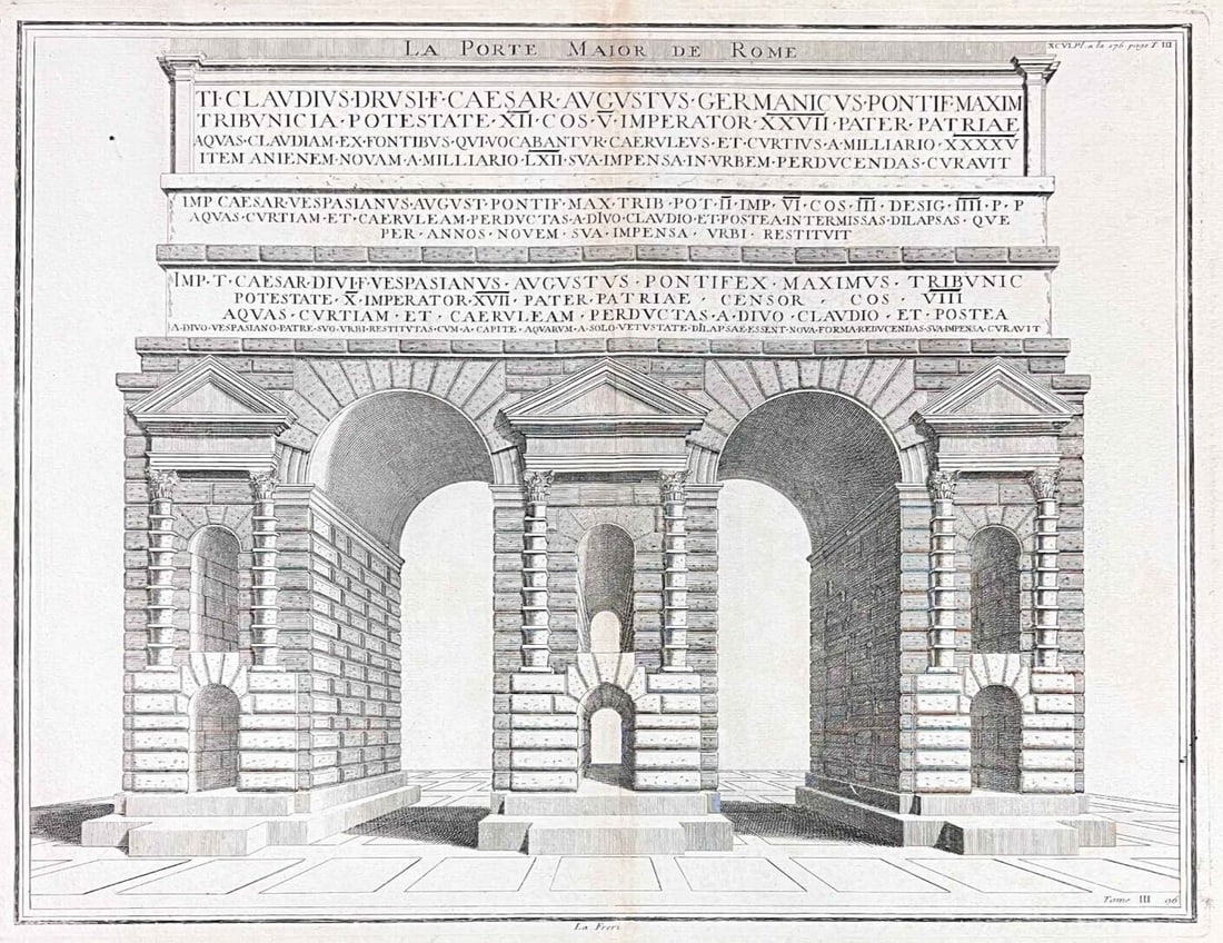 La Porte Maior de Rome Engraving Bernard de Montfaucon Vol III pl 96 (1 of 5)