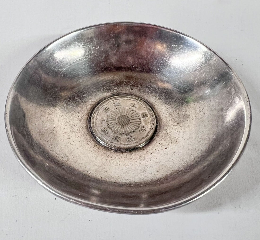 Japan 50 Sen Coin Sake Bowl 950 silver (1 of 6)