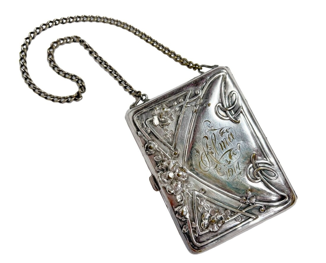 German Silver Art Nouveau Coin Purse Case 1914 (1 of 7)