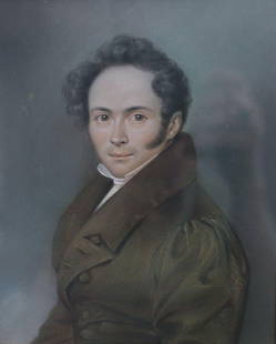 Franz Kruger (German 1797 - 1857) Pastel Drawing portrait of young man: Attributed to Franz Kruger known as Pferde-Krüger (German 1797-1857) pastel Drawing on paper, stunning portrait of young man, unsigned. Inscription on back of framed piece, indistinct. Wood frame, gl