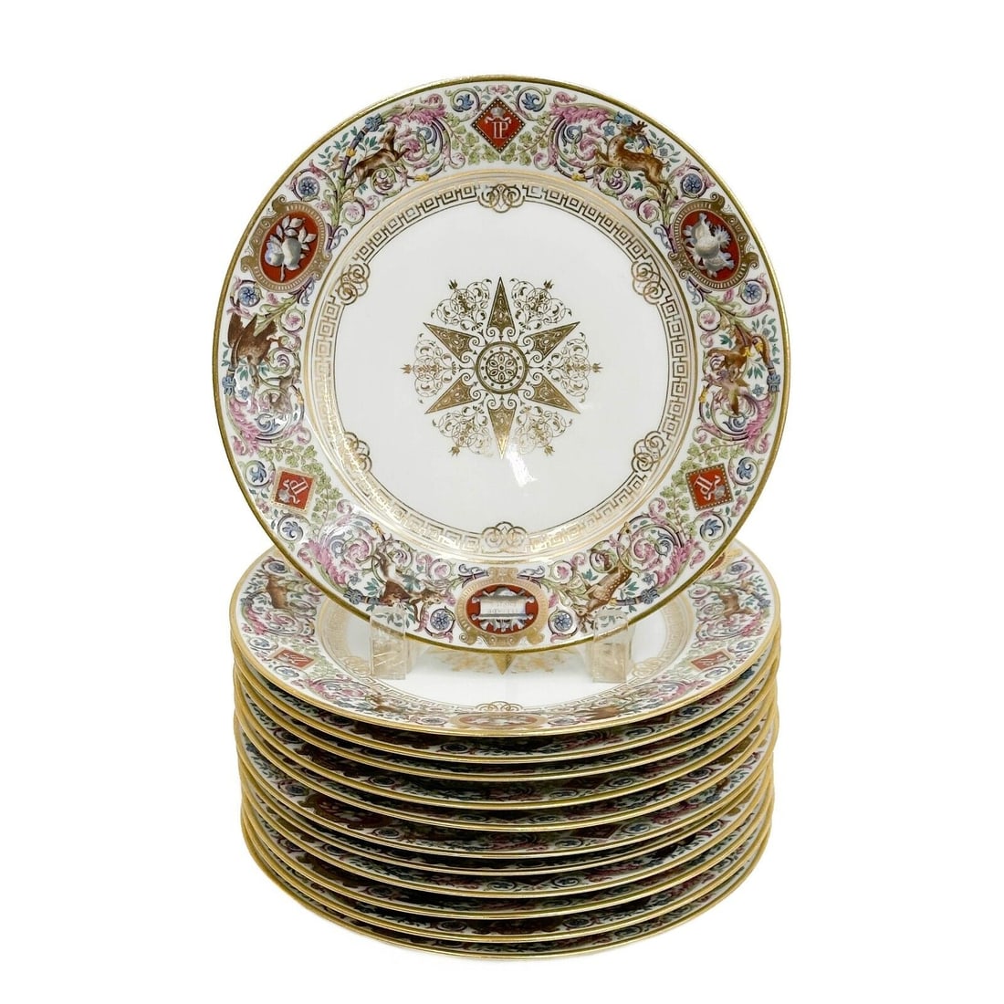 12 Sevres Louis Phillipe Hunting Scene Chateau de Fontaine Bleau Dessert Plates (1 of 5)