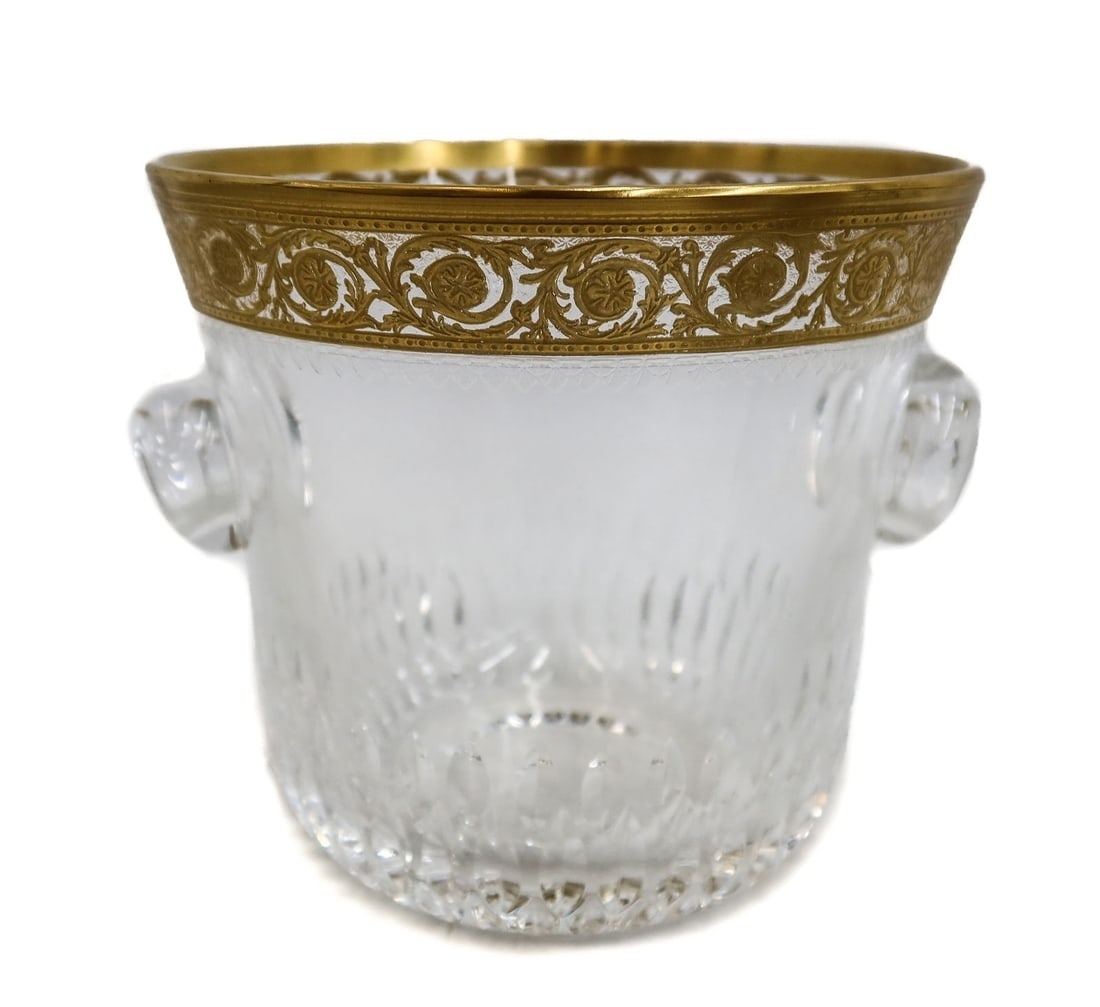 Saint Louis France Cut Glass Twin Handled Ice Bucket in Gold Thistle (1 of 8)