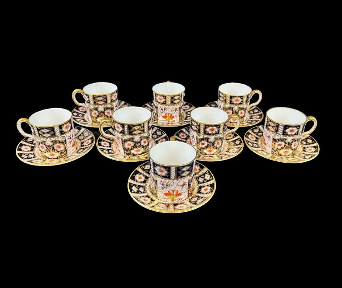 8pc Royal Crown Derby Traditional Imari Demitasse Cup and Saucers #2451 (1 of 15)
