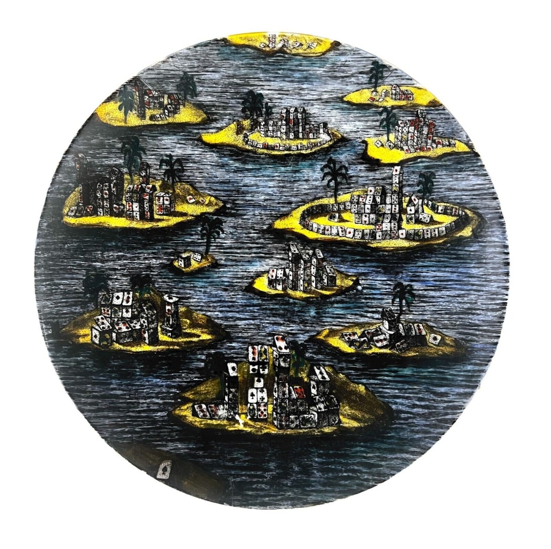 Fornasetti Citta di Carte No. 4 Porcelain cabinet plate City of Cards (1 of 6)