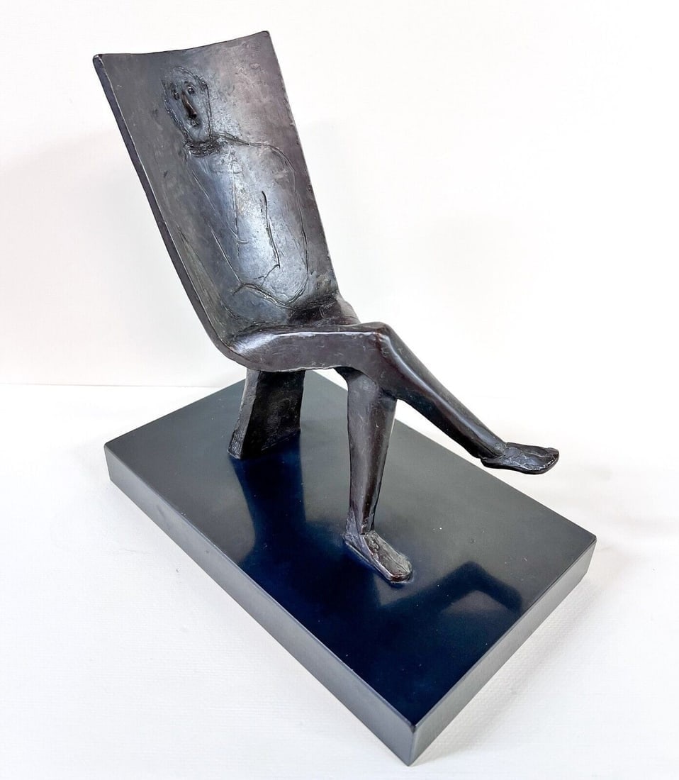 Helen Kahn Beling Abstract Bronze Sculpture Seated Figure (1 of 8)