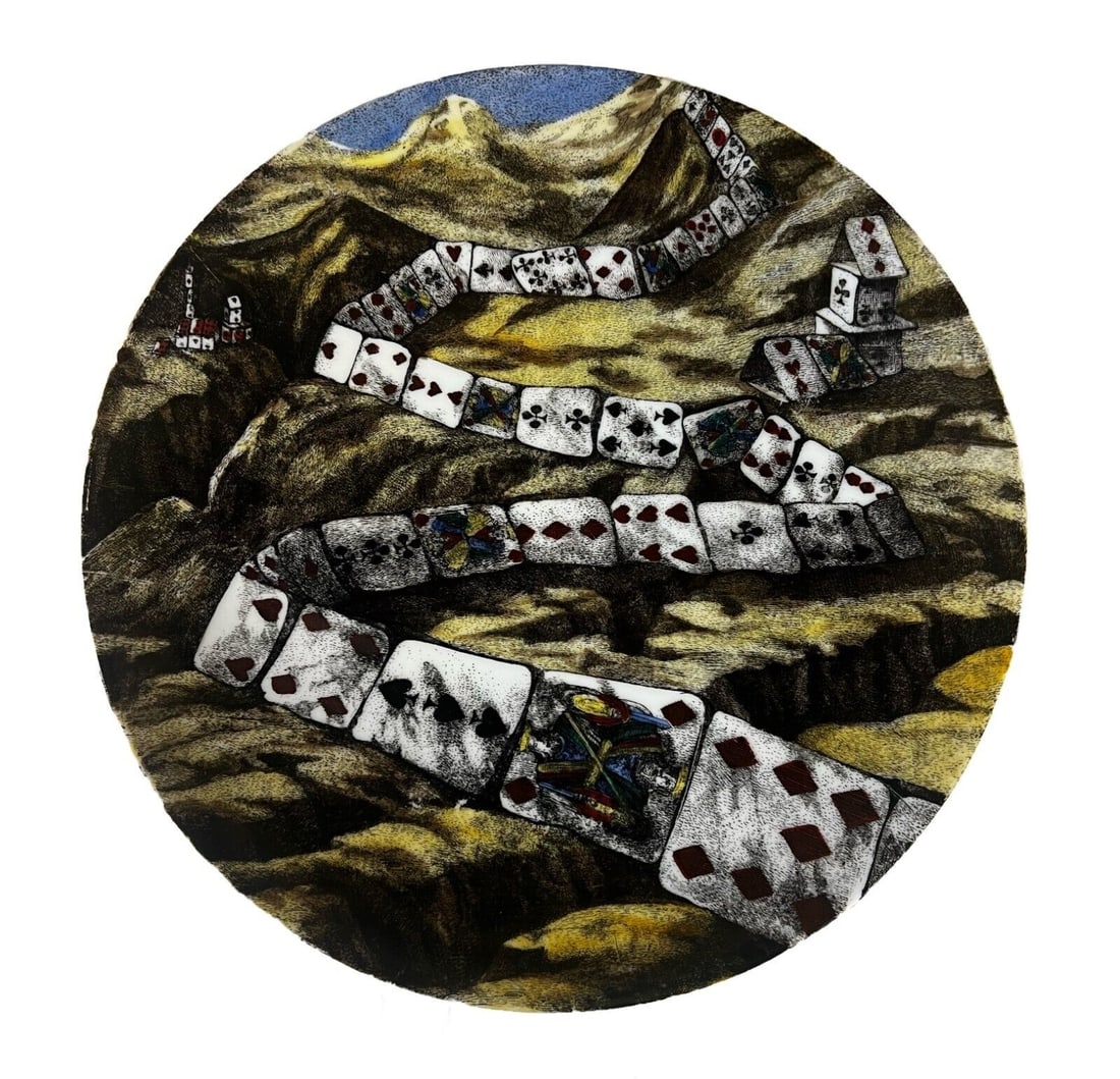 Fornasetti Citta di Carte No. 10 Porcelain cabinet plate City of Cards (1 of 7)