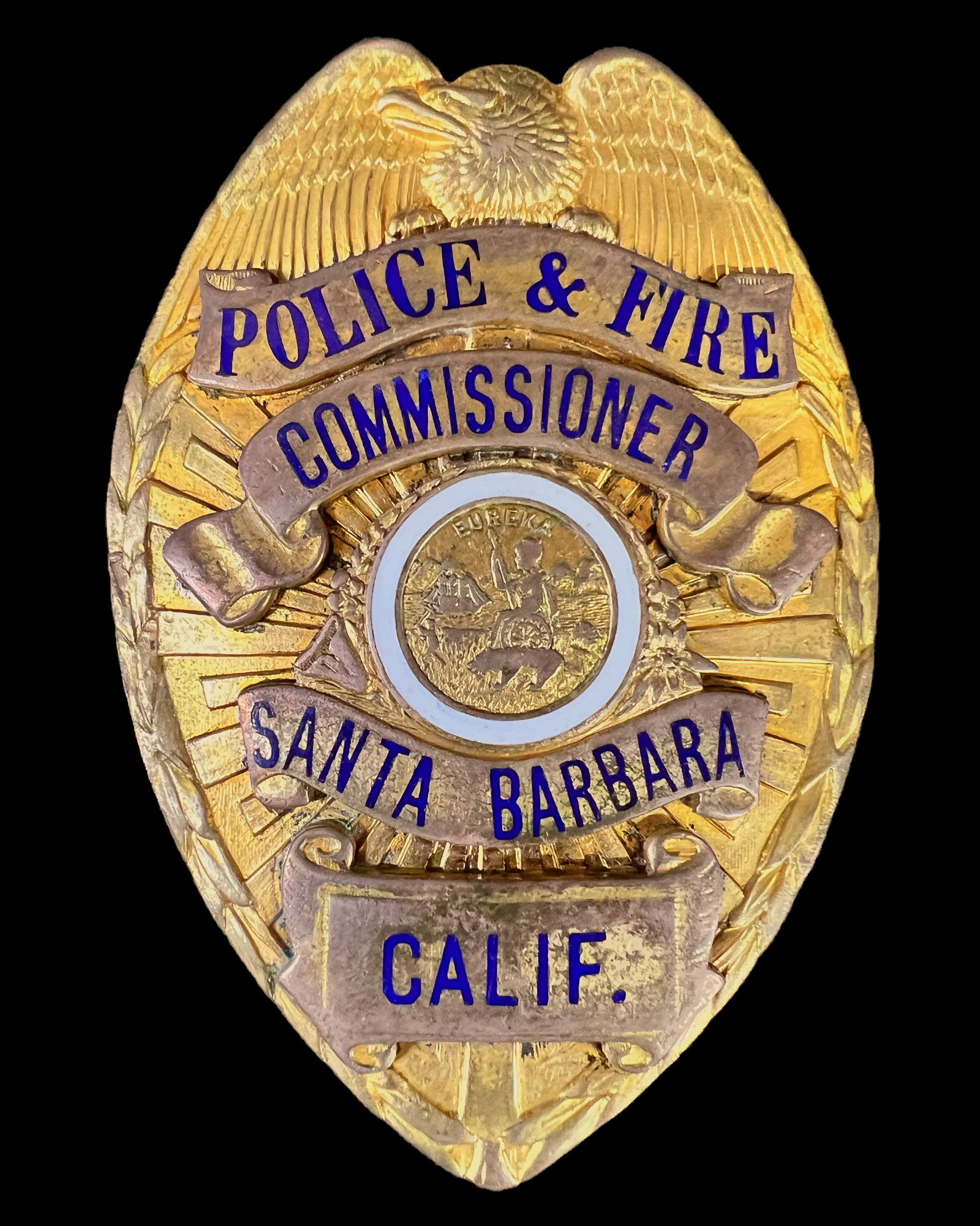 Obsolete Police & Fire Commissioner Shield Badge Santa Barbara (1 of 3)